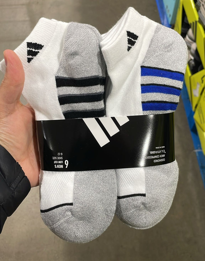 Half White & Grey  6 PAIR CREW